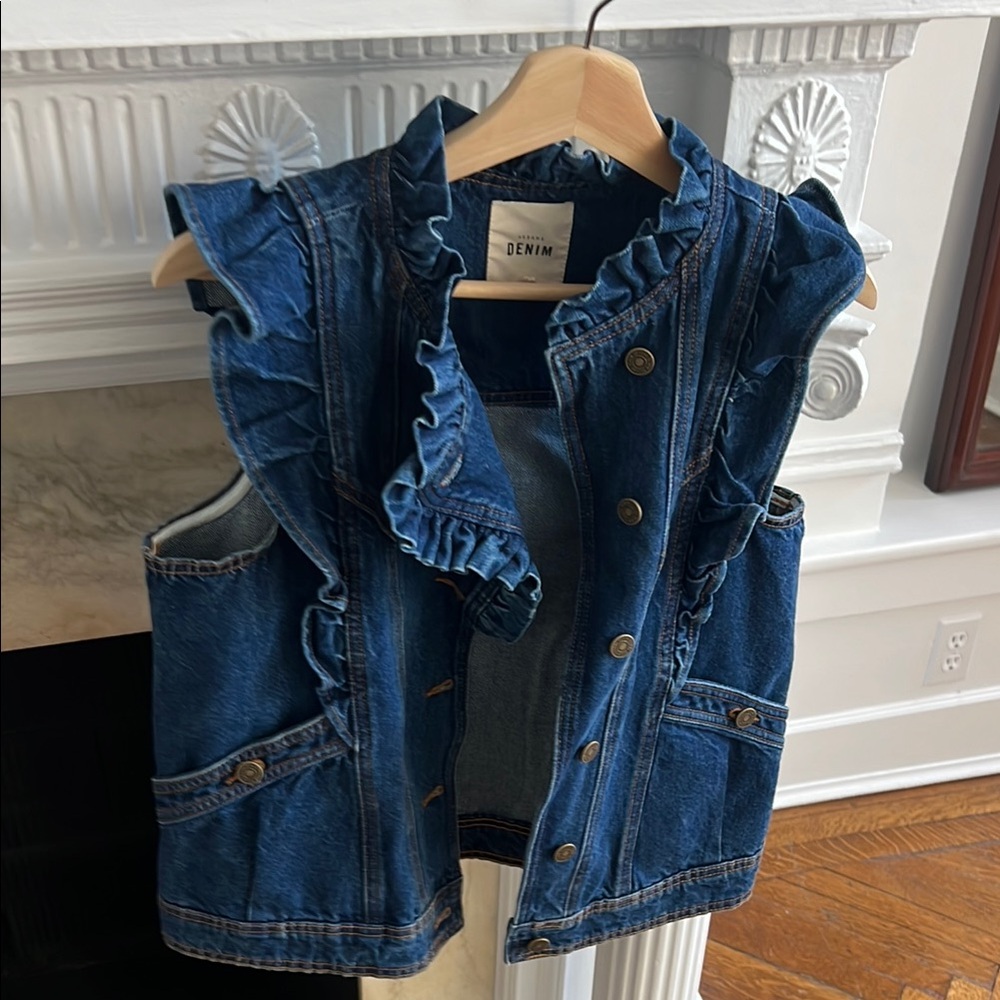 Sézane Ruffled Denim Vest